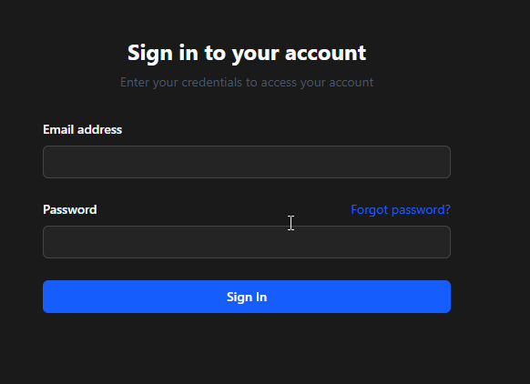 Login screen of the voice-built platform